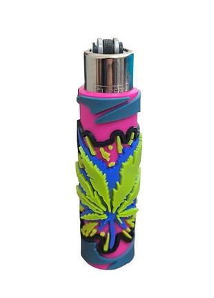 Зажигалка clipper rasta leaf silicone cover ( в силиконовом чехле 2 )