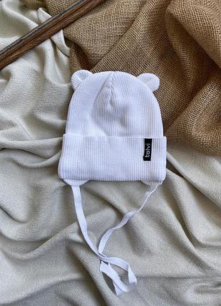 Шапочка в рубчик из мягкой пряжи и хлопковым подкладом 48-50 350