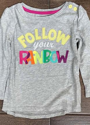 1, бавовняний реглан із написом follow your rainbow розмір 18-24 міс сrazy8