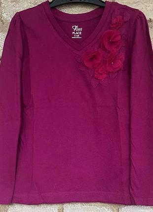 1, нарядный бордовый реглан с шифоновыми цветами сhildrensplace размер s(5-6) рост 107-122 см