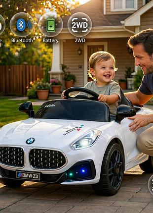 Детский электромобиль bmw z4 12v с пультом, bluetooth, большой аккумулятор, дверь, led фары – премиум машинка для детей
