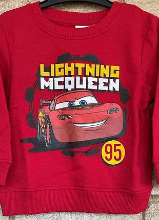 Дитячий світшот disney cars макквін на флісі червоний 18–24 місяці кофта для хлопчика