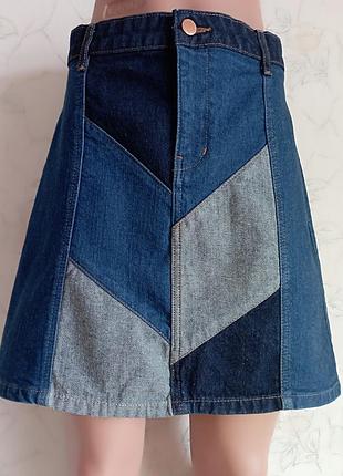 Юбка комбинированная джинсовая river island 5