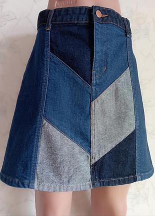 Юбка комбинированная джинсовая river island 6