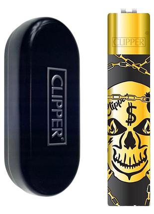 Зажигалка clipper металл skull yellow (череп жолтый)