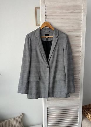 Пиджак серого цвета в гусиную лапку new look