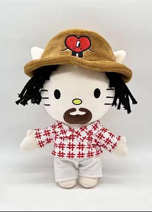 Мʼяка іграшка hello kitty у стилі репера bad bunny , мʼяка іграшка хелллоу кіті бед банні