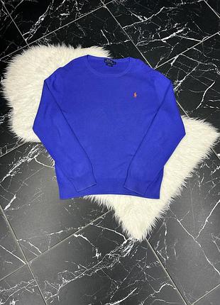 Синій світшот з вишивкою логотипу від бренду polo ralph lauren.