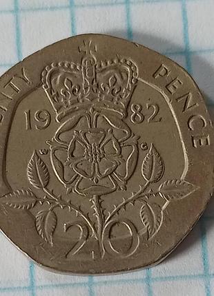 20 пенсов 1982 крупнобритания
