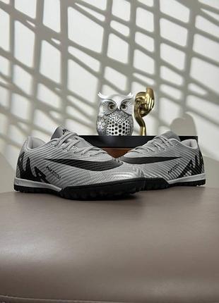 Подростковые сороконожки nike air zoom mercurial vapor 15 academy tf silver black