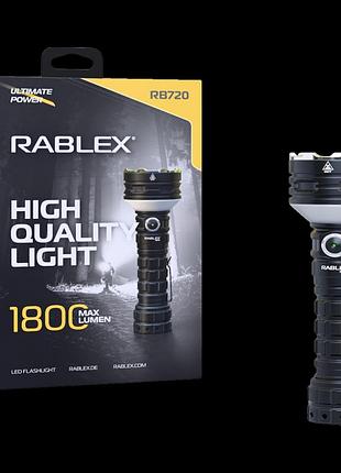 Ручной фонарь rablex rb720, белый+красный, 1800 lumen, зу type-c,