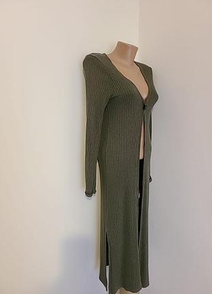 Длинный кардиган в рубчик xs/s.