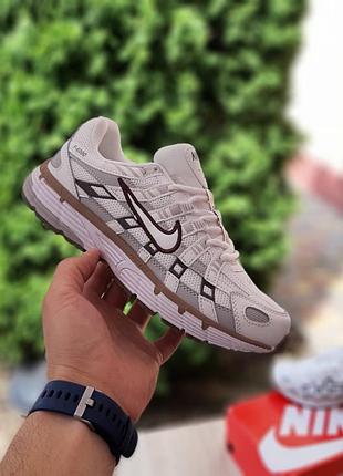 Nike p-6000 белые с коричневым