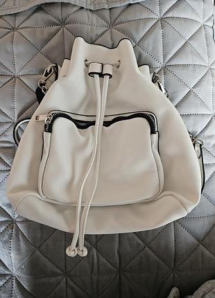 Стильная женская сумка-мешок (bucket bag) в белом цвете 8