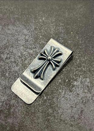 Затискач chrome hearts sterling silver cross money clip — цена