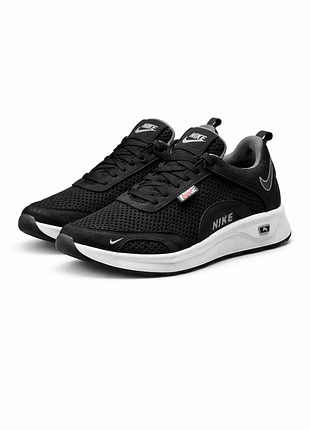 Мужские кроссовки летние сетка nike черные на каждый день легкие дышащие