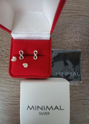 Серьги minimal серебро 4