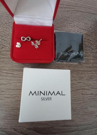 Серьги minimal серебро 3