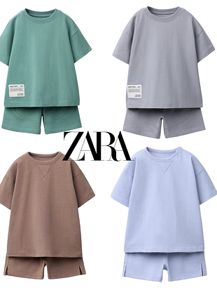 Костюм zara футболка и шорты р.92; 98; 104 и 116см 100% хлопок