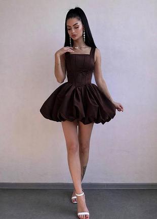 Сукня міні жіноча атласна коктельна вечірня на випуск з корсетом