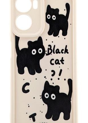 Чохол shock case print для motorola g05 бампер силіконовий бежевий малюнок black cat
