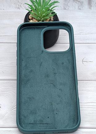Чехол silicone case box для apple iphone 16 pro max бампер soft touch с микрофиброй малохитовый (59) (общий вырез) 2