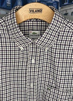 Рубашка 👔 lacoste 🐊 regular fit в клетку гингем — французская классика от культового бренда!