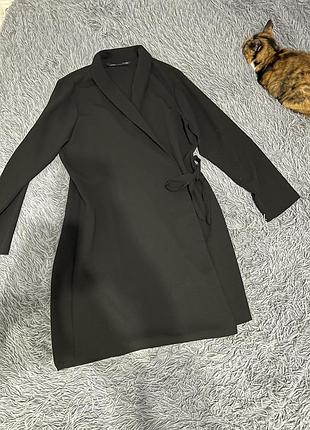 Сукня- піджак на запах,жіноча,zara, чорна, розмір l