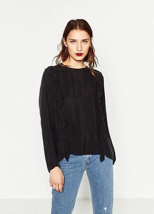 Чорна блуза zara woman premium collection купро