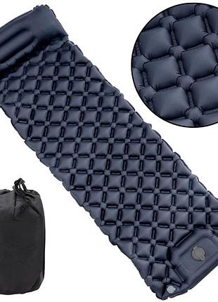 Надувний матрац із подушкою 188×58×6 см/ туристичний каремат outdoor sleeping black/колимок для сну