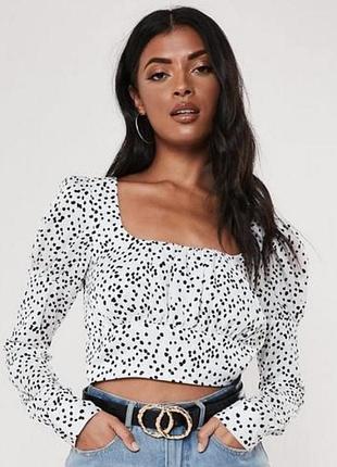 Кроп-топ в горошек missguided tall с квадратным вырезом, размер uk 10
