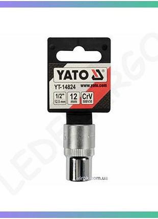 Головка торцева yato 1/2" spline m12 мм l=38 мм crv для гайок та болтів блістер