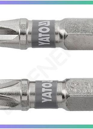 Викруткова насадка yato ph3 25мм hex 1/4 нікельована 2шт для ремонту та монтажу