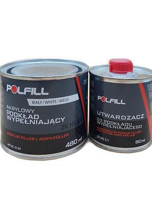 Грунт акриловый 5:1 2k hs белый 400мл+80мл затв. polfill