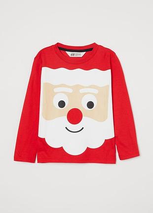 Праздничный реглан для мальчика h&m (сша) дед мороз новый год