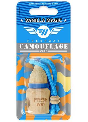 Ароматизатор для авто пробка "camouflage wood" vanilla magic (ванильная магия) 5мл freshway