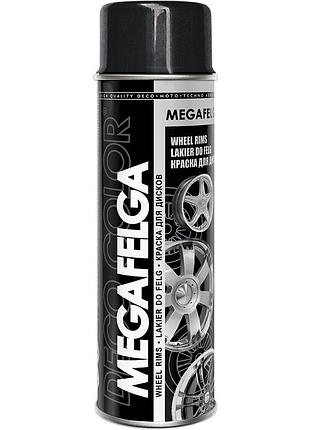 Краска для дисков акриловая аэрозольная "megafelga" decocolor черный блеск 500мл