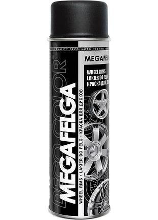 Краска для дисков акриловая аэрозольная "megafelga" decocolor черный мат 500мл