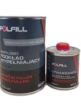 Грунт акриловый 5:1 2k hs серый 750мл+150мл затв. polfill