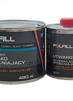 Грунт акриловый 5:1 2k eco черный 400мл+80мл затв. polfill