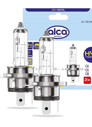 Автомобільна лампа галогенова +100% (2шт) h4 12в 60/55вт alca, 720240