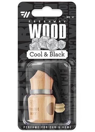 Ароматизатор для авто пробка "wood blister" cool and black (черный лед) 5мл freshway