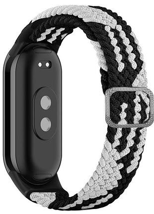Плетений ремінець elastic adjustment xiaomi mi band 8 black/white