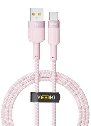 Кабель для заряджання та обміну даними usb yoki yk-st41 style series usb/type c 60w 3a/20v 1.2 м рожевий