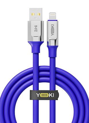 Кабель для зарядки и обмена данными usb yoki yk-ul61 ultra series usb/lightning 12w (2.4a/5v) 1.2m blue