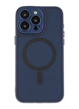 Чехол-накладка magnetic matte camera lens with magsafe apple iphone 12 pro dark blue (35207_3345300)