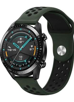Ремешок universal silicone n sport samsung/amazfit/huawei 22 mm black green (29272_3337596)