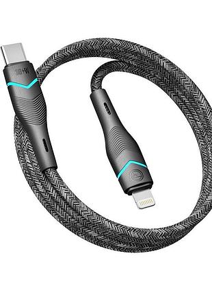 Кабель для заряджання usb ridea rc-rl15 rgb light type-c to lightning 30 w 10v/3a 1.2 м чорний