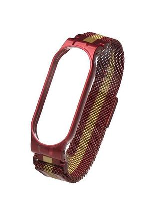 Ремешок для xiaomi mi band 5 milanese loop color цвет красно-золотой