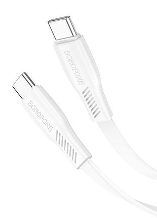 Кабель usb borofone bx85 usb-c на usb-c поддержка зарядки 60w (20v / 3a) для ноутбука белый